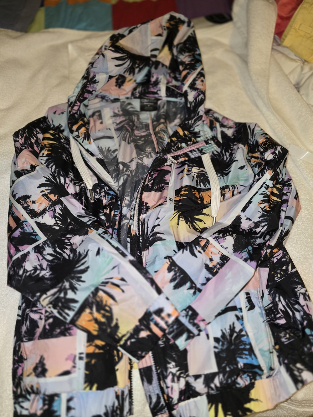 Calvin Klein Pastel Palm-Print Hooded One-Piece Size M